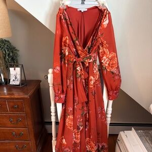 Baltic born floral burnt orange maxi dress